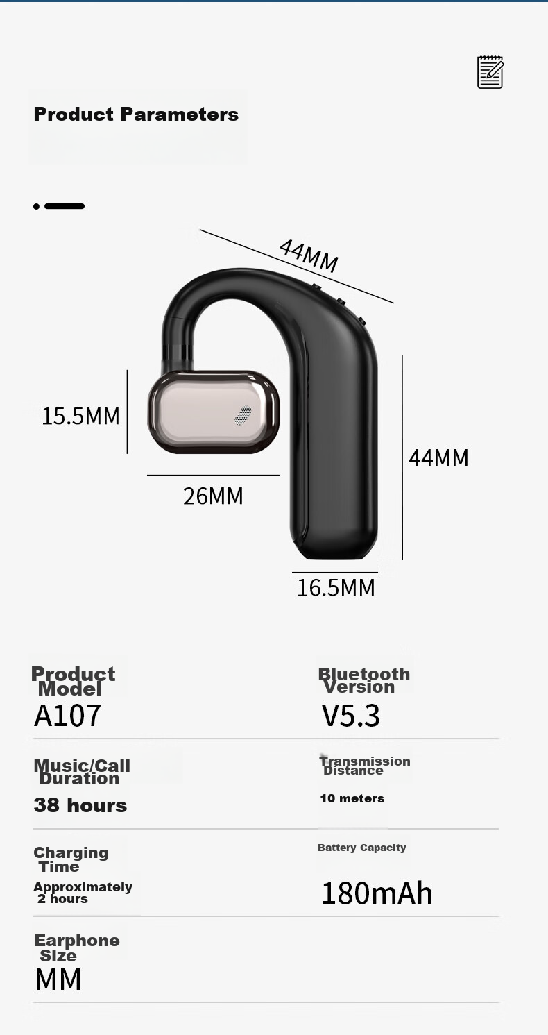 Беспроводные наушники Masentek A107 с костной проводимостью, Bluetooth 5.3, время работы до 38 часов, защита IPX5, черный