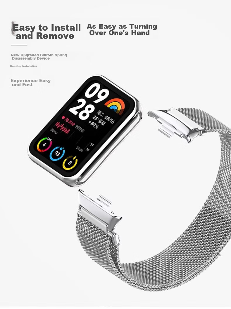 Ремешок CHENSONG для Xiaomi Band 9 Pro/8 Pro, миланский спортивный металлический браслет с магнитной застежкой, унисекс