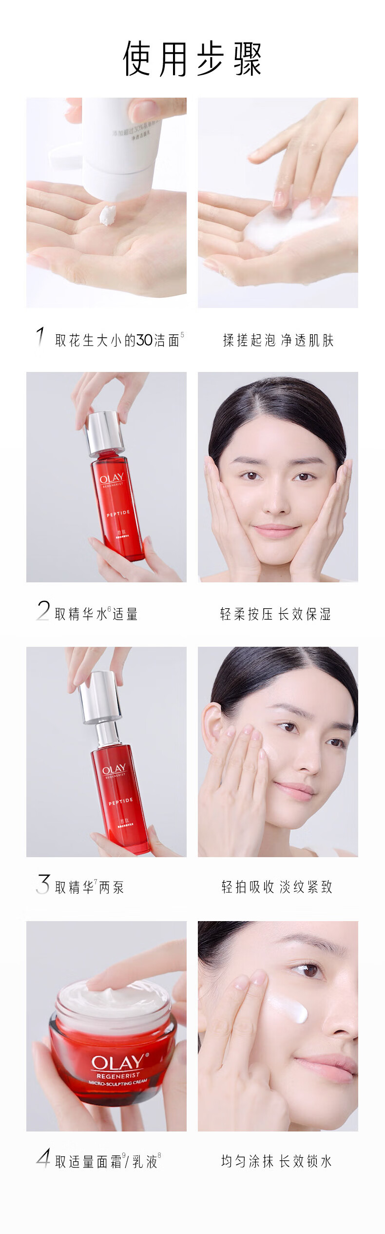 玉兰油（OLAY）大红瓶4步护肤品套装礼盒(面霜爽肤水洗面奶精华)生日礼物