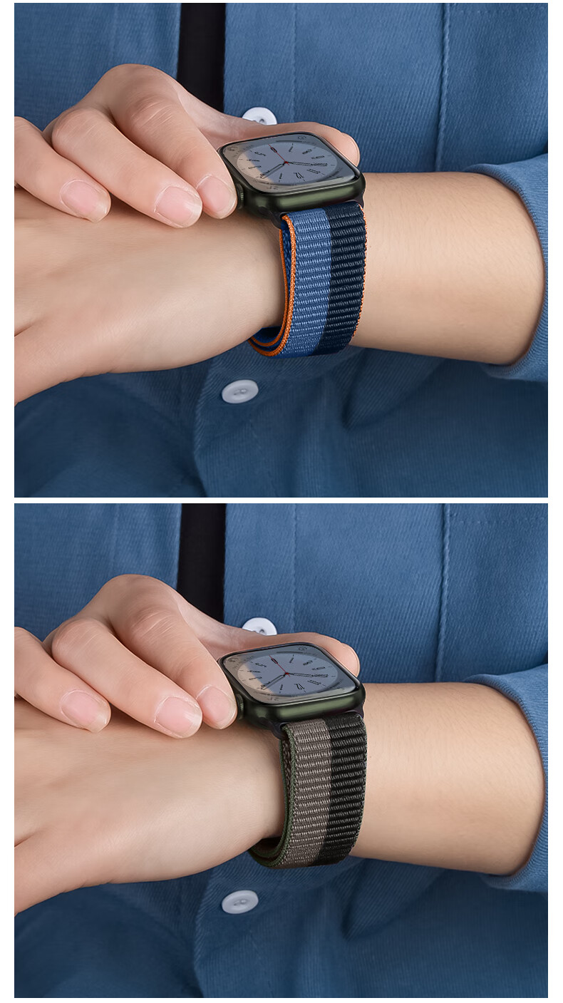 Ремешок BHO для Apple Watch, нейлоновый, спортивный, синий, для моделей S11/S10/S9/8/7/6/Ultra/SE3/2/1, размер 44/45/46/49мм