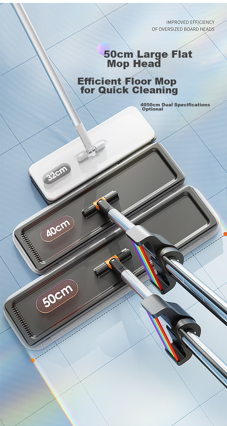 Швабра Jiabangshou Flat Mop, 50см, 4 насадки, без ручной стирки, для уборки полов, универсальная