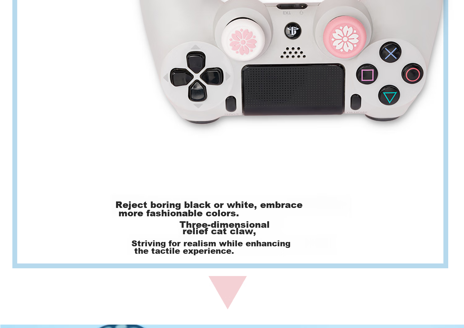 Чехол для джойстика Jixiang PS4/PS5/NS Pro, силиконовые накладки с дизайном "Кошачья лапка", розово-голубой