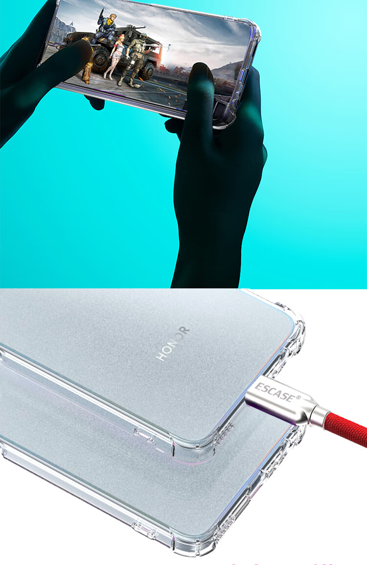 Чехол ESCASE для Honor X30i, противоударный с подушками безопасности, прозрачный белый, с отверстием для шнурка