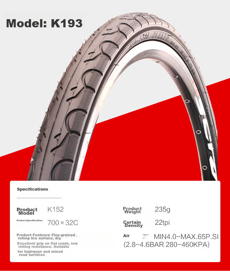 Велосипедная покрышка KENDA K152 Highway Tire 700x25c, черная, для спортивных и обычных велосипедов, противоскользящая, износостойкая, выдерживающая высокое давление, гоночная, с низким сопротивлением качению