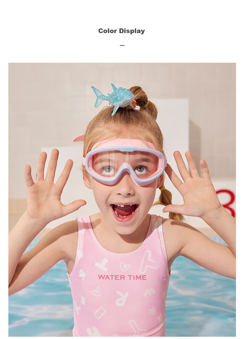 Детские очки для плавания WATERTIME, водонепроницаемые, с защитой от запотевания, большие, для мальчиков и девочек, розовый