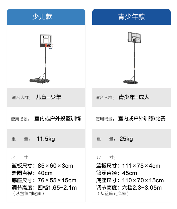 室外篮球_京东京造 户外可移动篮球架  F3024