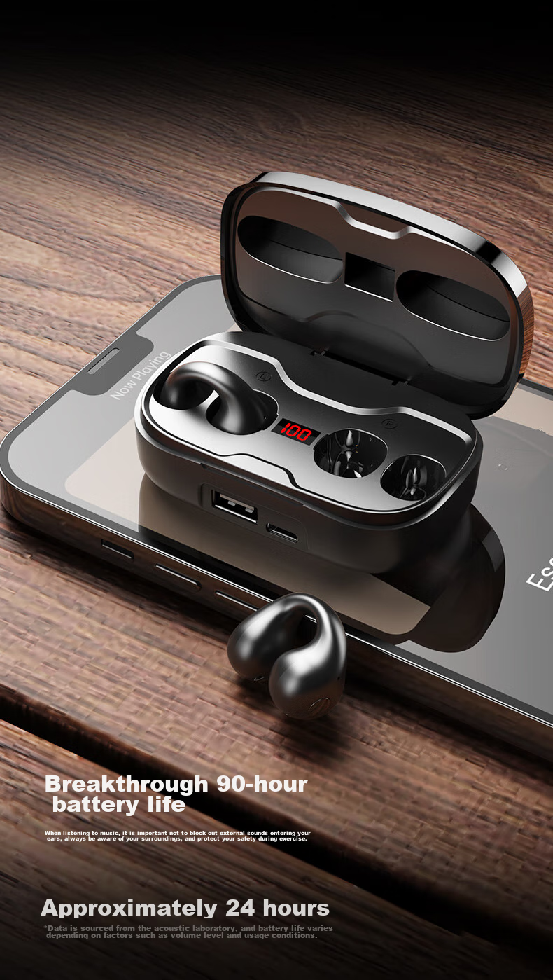 Беспроводные наушники Chuang, костная проводимость, Bluetooth, для спорта, с ультрадлительным аккумулятором, черный