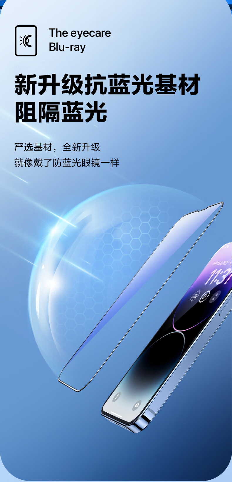 Защитное стекло PISEN для iPhone 14 Plus/13 Pro Max, антибликовое, с защитой от синего света, 2 шт.