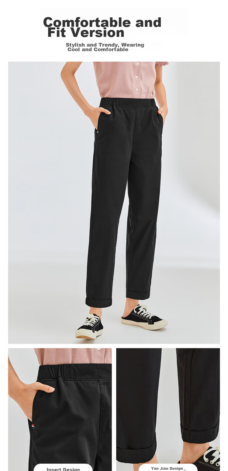 Женские летние брюки Giordano, из 100% хлопка, с эластичным поясом, укороченные, легкие, повседневные, модель 05424354