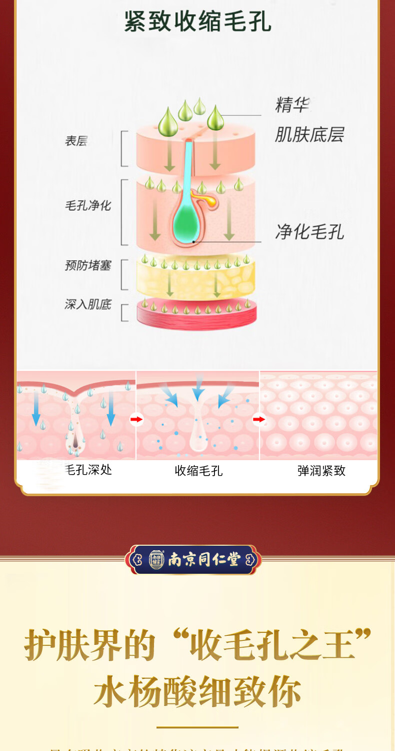  南京同仁堂 水杨酸收缩毛孔精华液细致毛孔收敛毛孔粗大黑头100ml