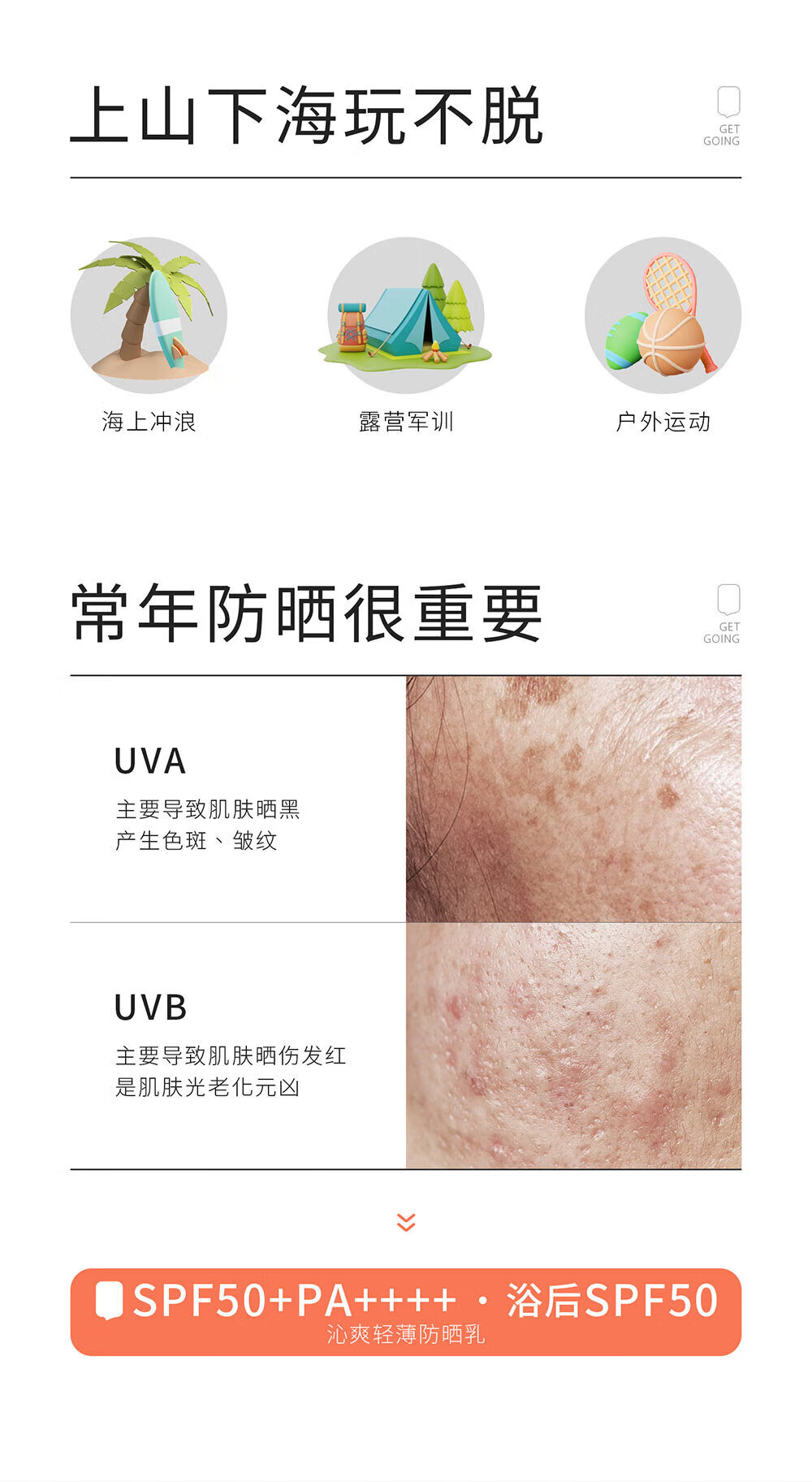 934沁爽轻薄高倍防晒隔离防水防汗不泛白学生男女适用45ml