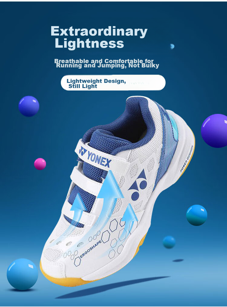 Кроссовки для бадминтона YONEX SHB101JRCR, детские, белые с синим, размер 33