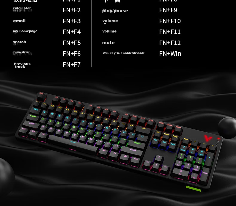 Игровая механическая клавиатура Rapoo V500PRO с подсветкой, 104 клавиши, проводная, синий переключатель