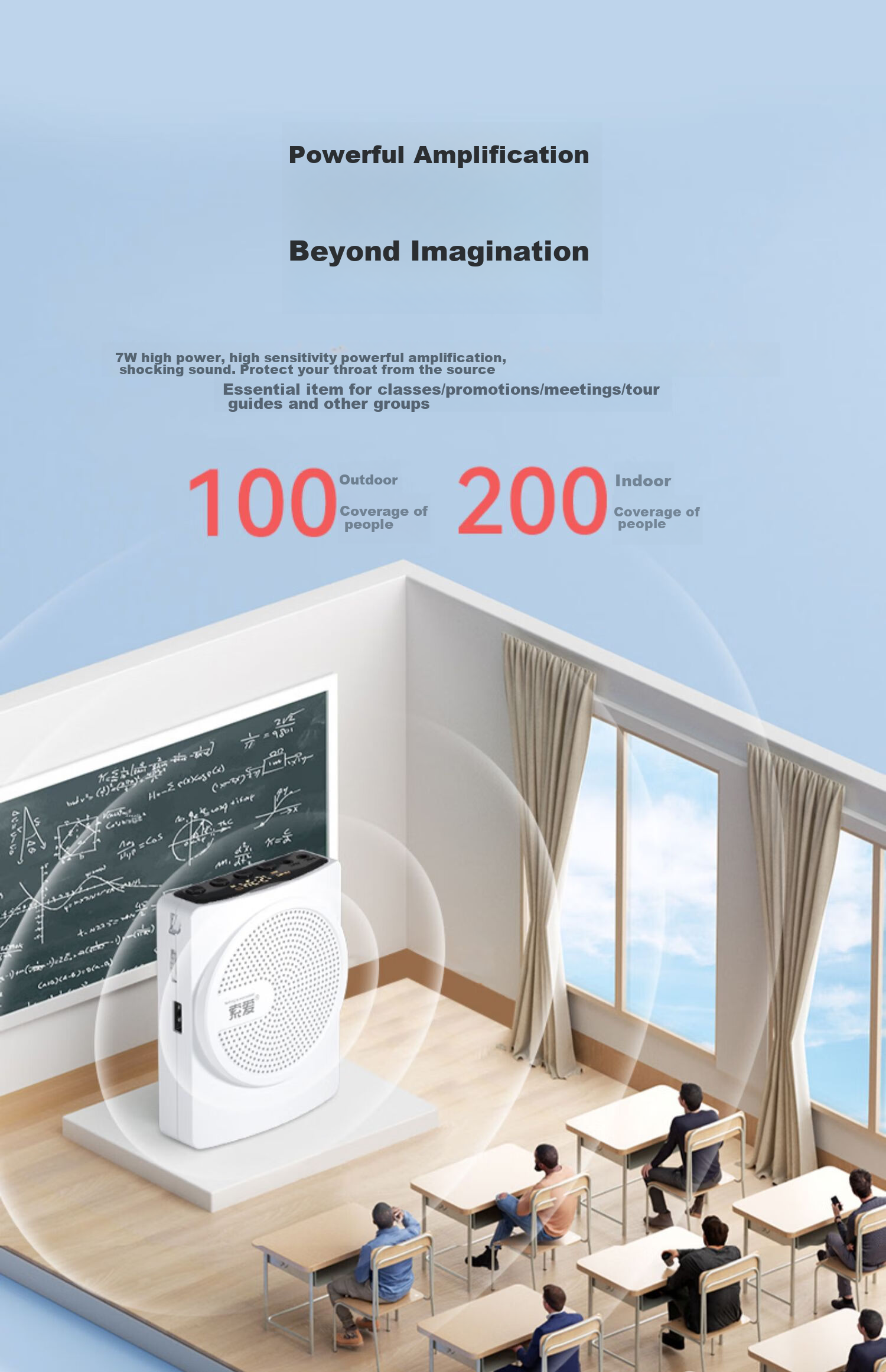 Портативный усилитель Soaiy S628B, Bluetooth-колонка для учителей, экскурсоводов, с поддержкой карт памяти для записи и воспроизведения, белый