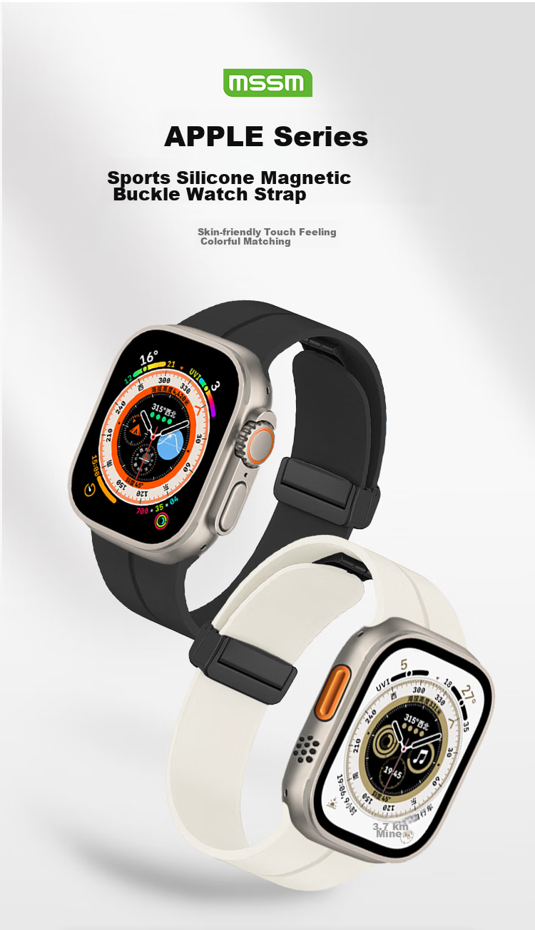 Ремешок MSSM для Apple Watch, силиконовый, с магнитной застежкой, для IWatch S11/Ultra3/S10/9/SE3, винно-красный, размеры 44/45/46/49мм