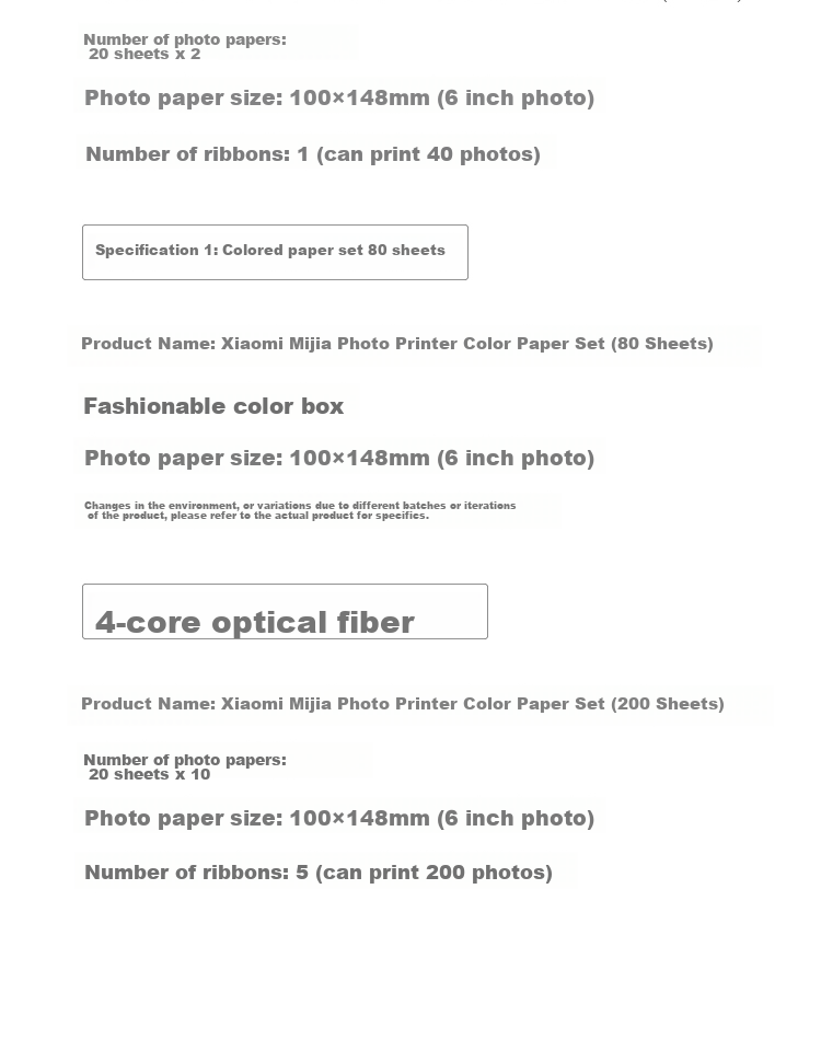 Фотобумага MI Mijia Desktop Printer Photo Paper, 6 дюймов, 80 листов, совместима с MI Mijia Photo Printer 1S, глянцевая, 100x148 мм