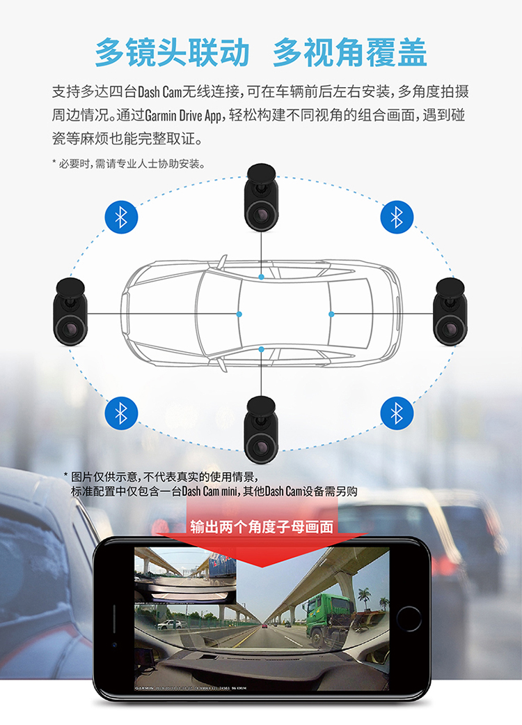 佳明（GARMIN）Dash Cam Mini 行车记录仪140°大视角1080P高清夜视迷你隐藏停车监控