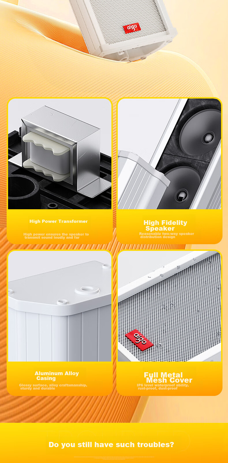 Активная колонка Aiguozhe X195, 90W, Bluetooth, водонепроницаемая, для наружного использования, коммерческая настенная акустическая система