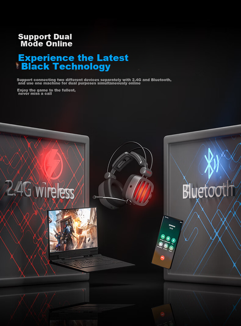 Беспроводные игровые наушники XIBERIA S21GS Bluetooth 2.4G с микрофоном, 7.1 объемный звук, до 149 часов работы