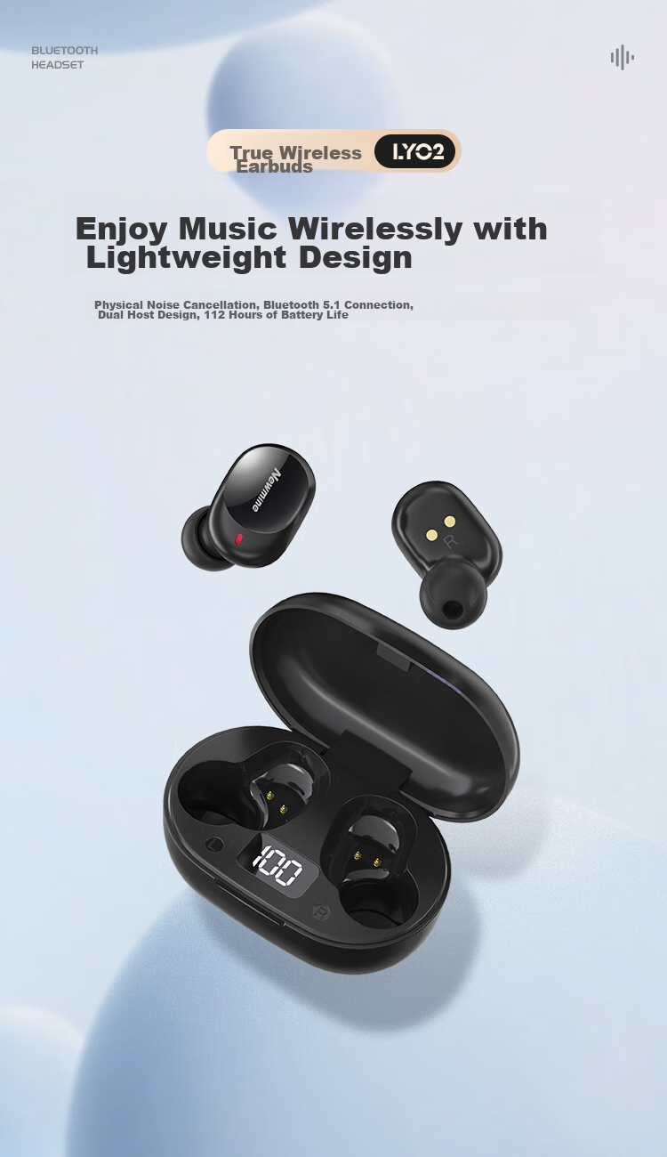 Беспроводные наушники Newmine LY02 TWS, вкладыши Bluetooth 5.1, с дисплеем уровня заряда, белый