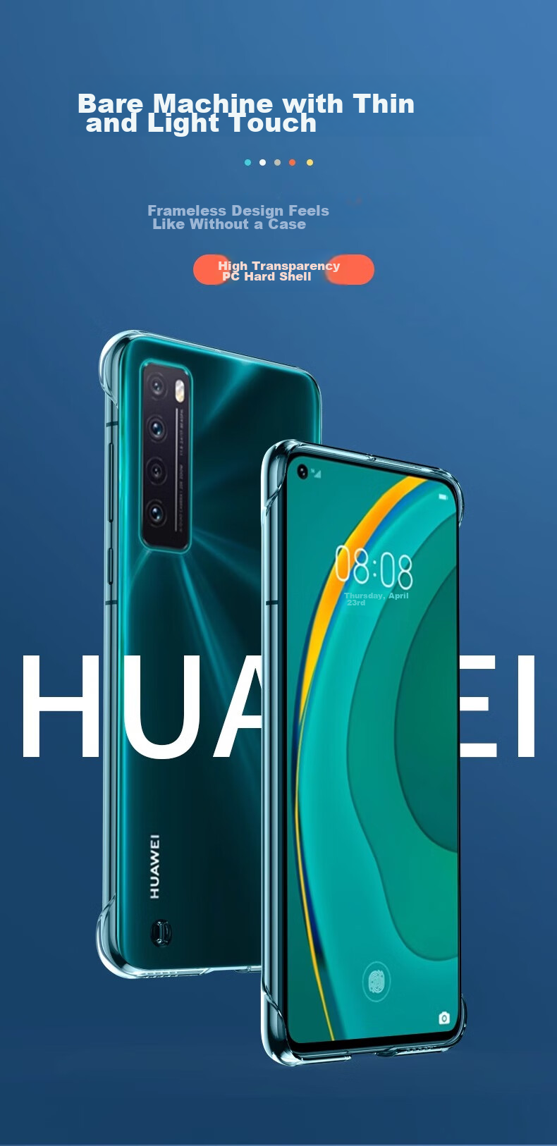 Чехол-накладка ZHIWEISHI для Huawei Nova 7, ультратонкий, прозрачный, противоударный, простой дизайн