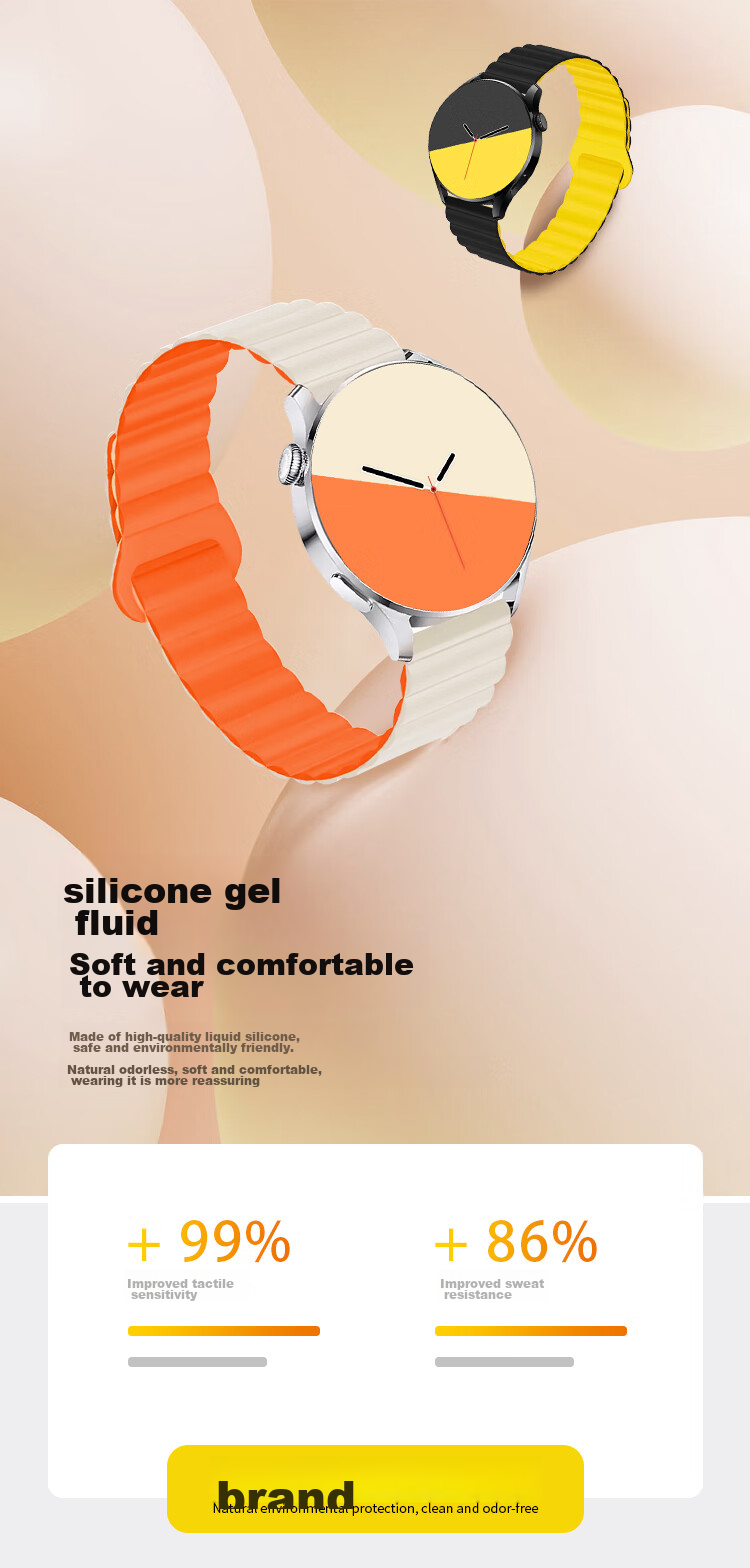 Ремешок MSSM Magnetic Loop для Huawei Watch 4 Pro/GT5/GT4/GT5 Pro, силиконовый, с магнитной застежкой, 22 мм, цвет "Звездный апельсин"