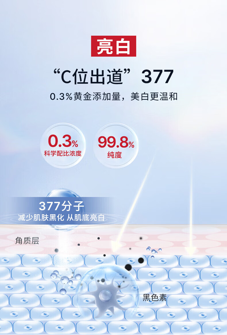 透真377美白次抛精华液1ml*30支 VC原液淡化斑点痘印 提亮改善暗沉