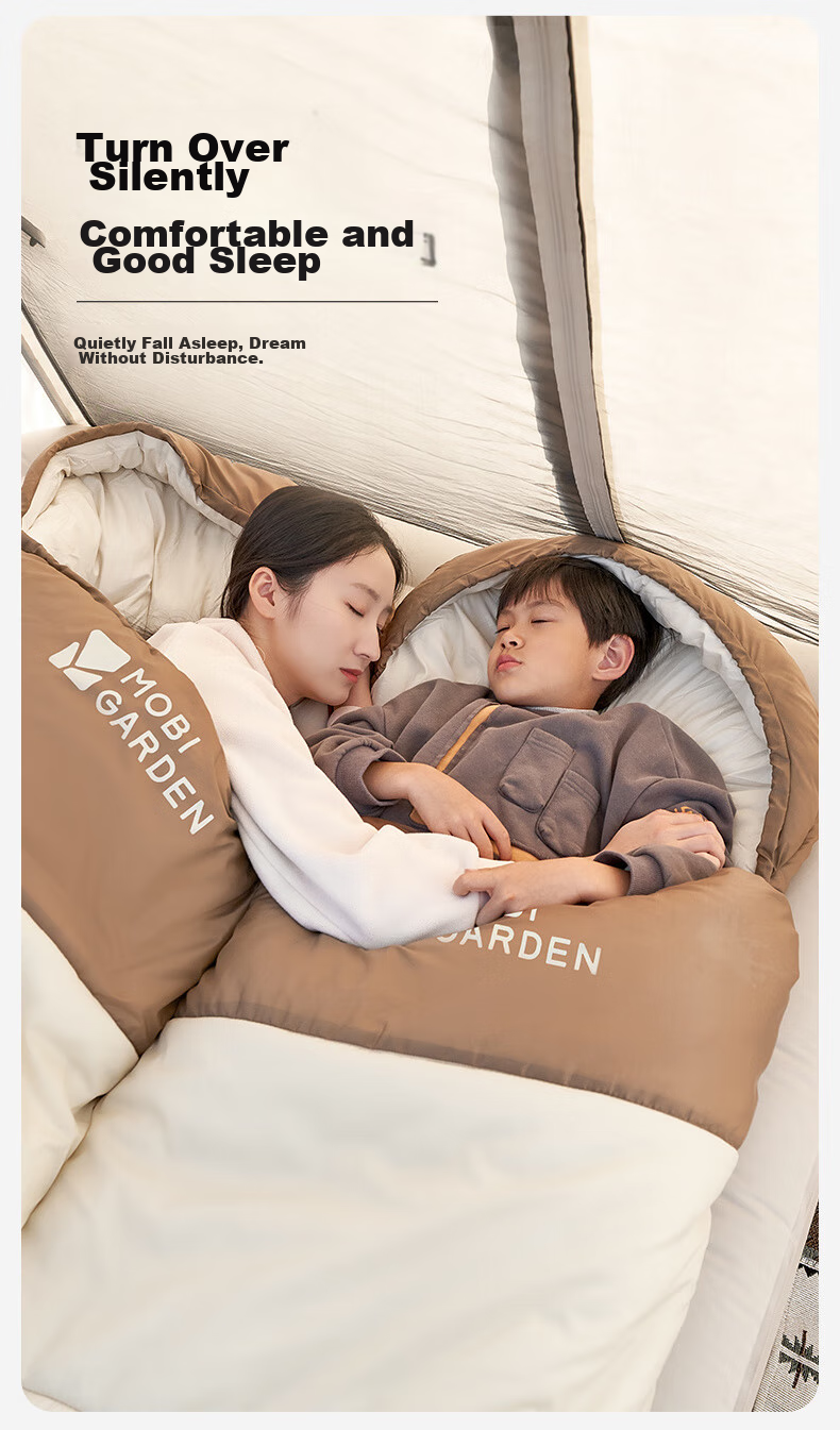 Спальный мешок MOBIGARDEN Xiangyun 1.8 EX19562005, для кемпинга, с возможностью сшивания, теплый, цвет "Светлый песок", левый