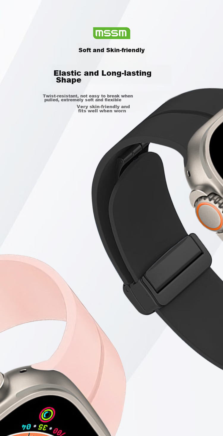 Ремешок MSSM для Apple Watch, силиконовый, с магнитной застежкой, для IWatch S11/Ultra3/S10/9/SE3, винно-красный, размеры 44/45/46/49мм
