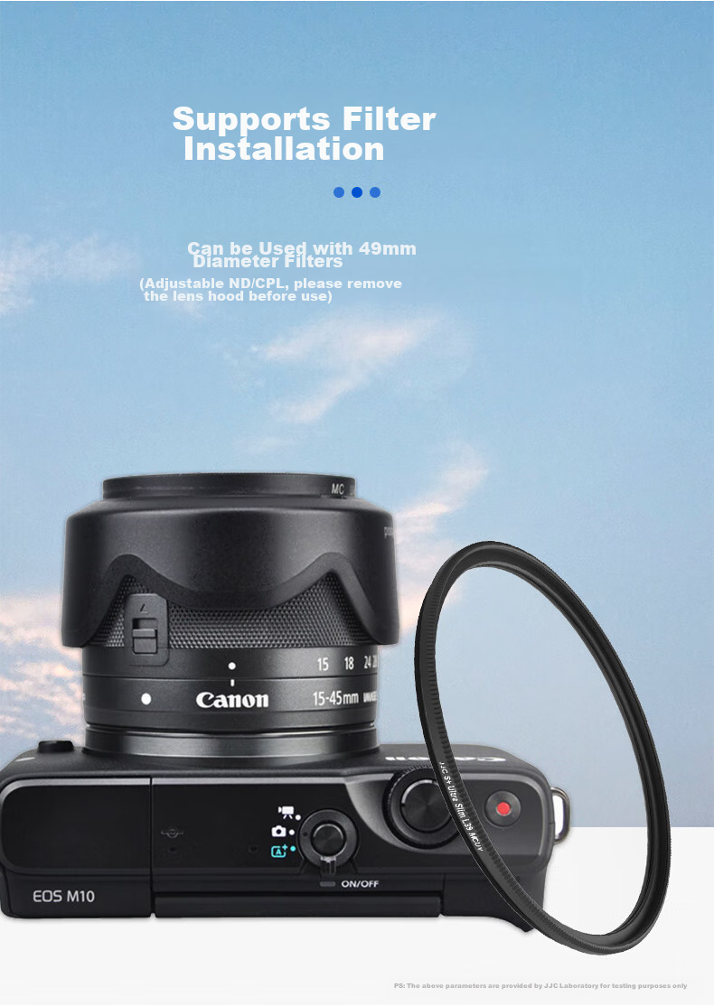 Бленда JJC LH-EW53 для объективов Canon RF-S 18-45mm и EF-M 15-45mm, 49 мм, пластиковая, черная