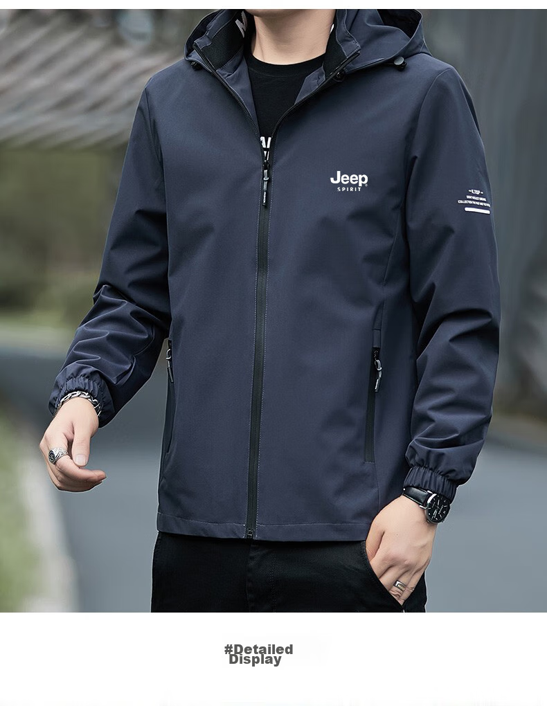 Мужская куртка JEEP SPIRIT, весенне-осенняя верхняя одежда, повседневная универсальная уличная куртка с капюшоном, синяя, XL