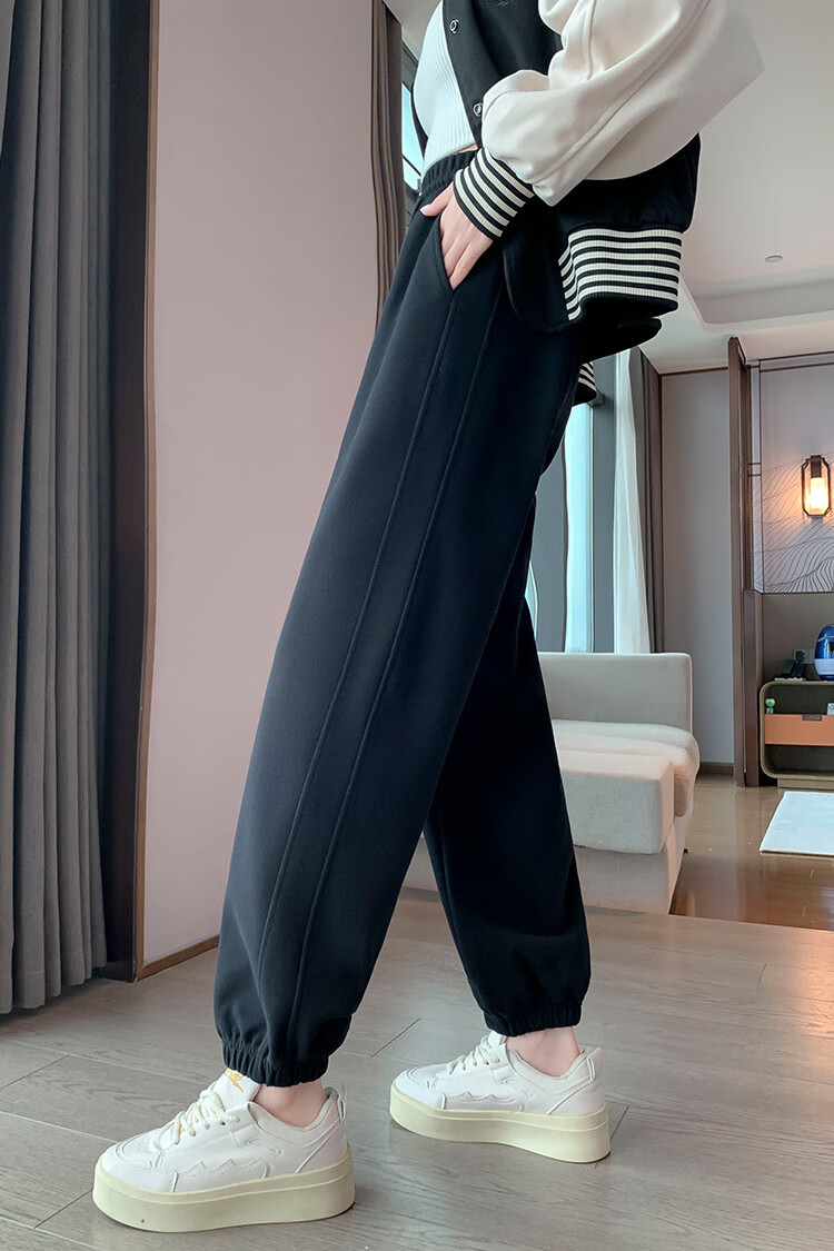 Женские спортивные брюки TonLion, модель 2024 года, зауженные, с боковыми вставками, с флисовой подкладкой, молочно-белые, размер S