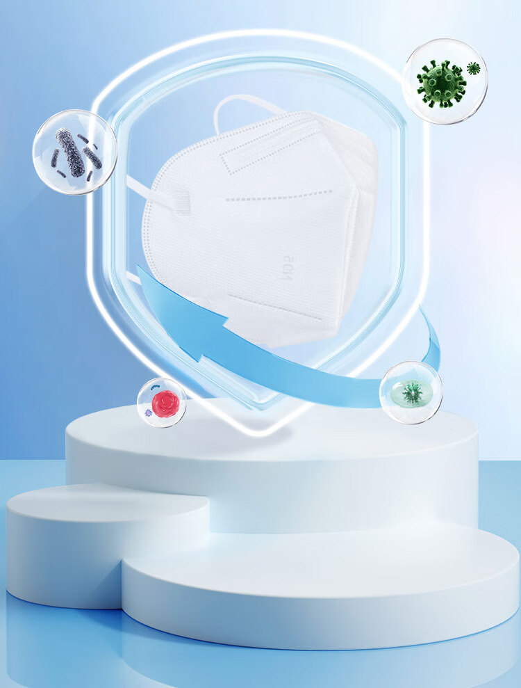 界面医用N95口罩成人防护防尘防细菌双层熔喷布独立包装 白色25只