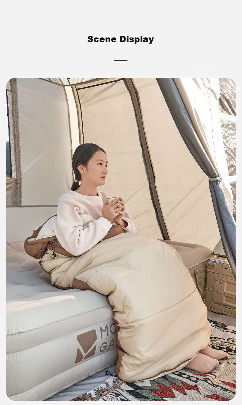 Спальный мешок MOBIGARDEN Xiangyun 1.8 EX19562005, для кемпинга, с возможностью сшивания, теплый, цвет "Светлый песок", левый