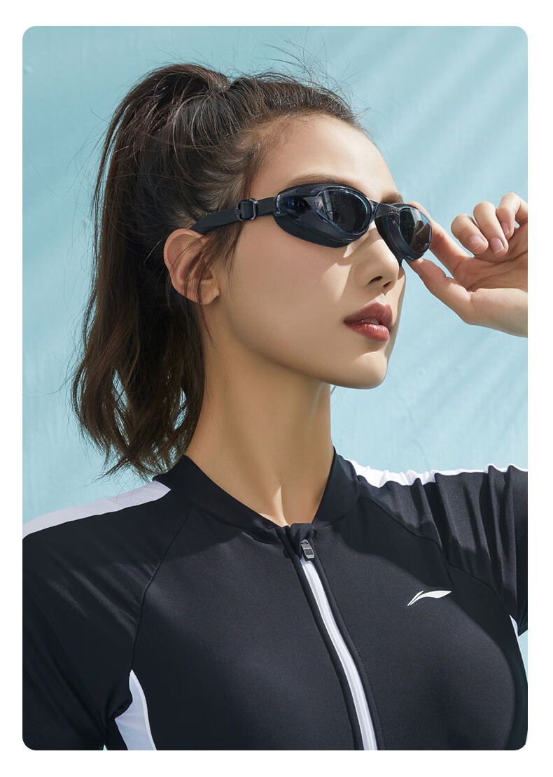 Очки для плавания Li-Ning 2765, унисекс, черные, с защитой от запотевания, высокая четкость