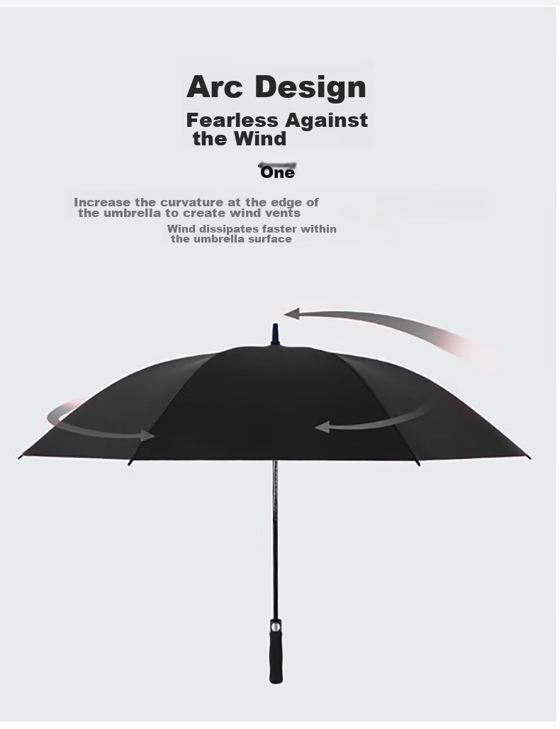 Meebordi Большой зонт-трость с длинной ручкой, ветрозащитный усиленный для сильного дождя, увеличенный 8-реберный бизнес-зонт от шторма, настраиваемый