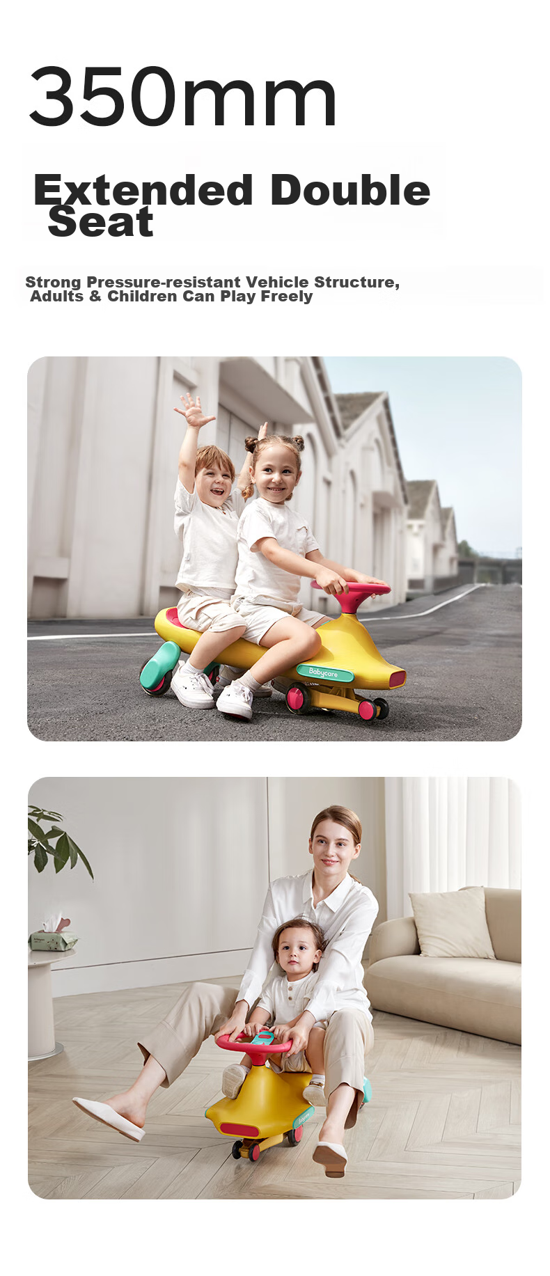 Машинка-каталка Babycare Anti-Rollover, для детей 3-6 лет, желтая, без музыки