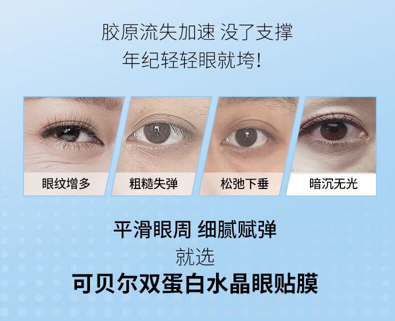 可贝尔（COBOR）双蛋白水晶眼贴膜 淡化细纹黑眼圈眼袋眼膜贴男女士月牙款 10对