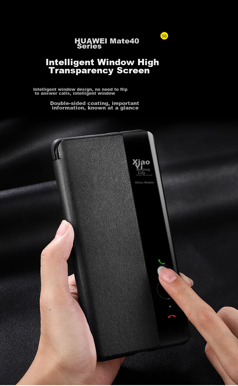 Чехол-книжка Ekakashop для Huawei Mate40, черный, кожаный, бизнес-стиль, с умным окном