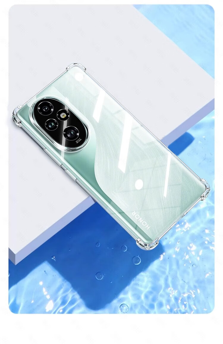 Противоударный чехол Kelleia для Honor 200 с четырьмя амортизирующими углами, прозрачный, силикон