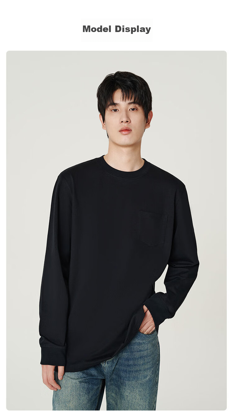 Лонгслив JD Original с длинным рукавом для мужчин, мужская футболка из чистого хлопка с круглым вырезом, повседневная толстовка, весенняя одежда, новогодний наряд, черный, размер L