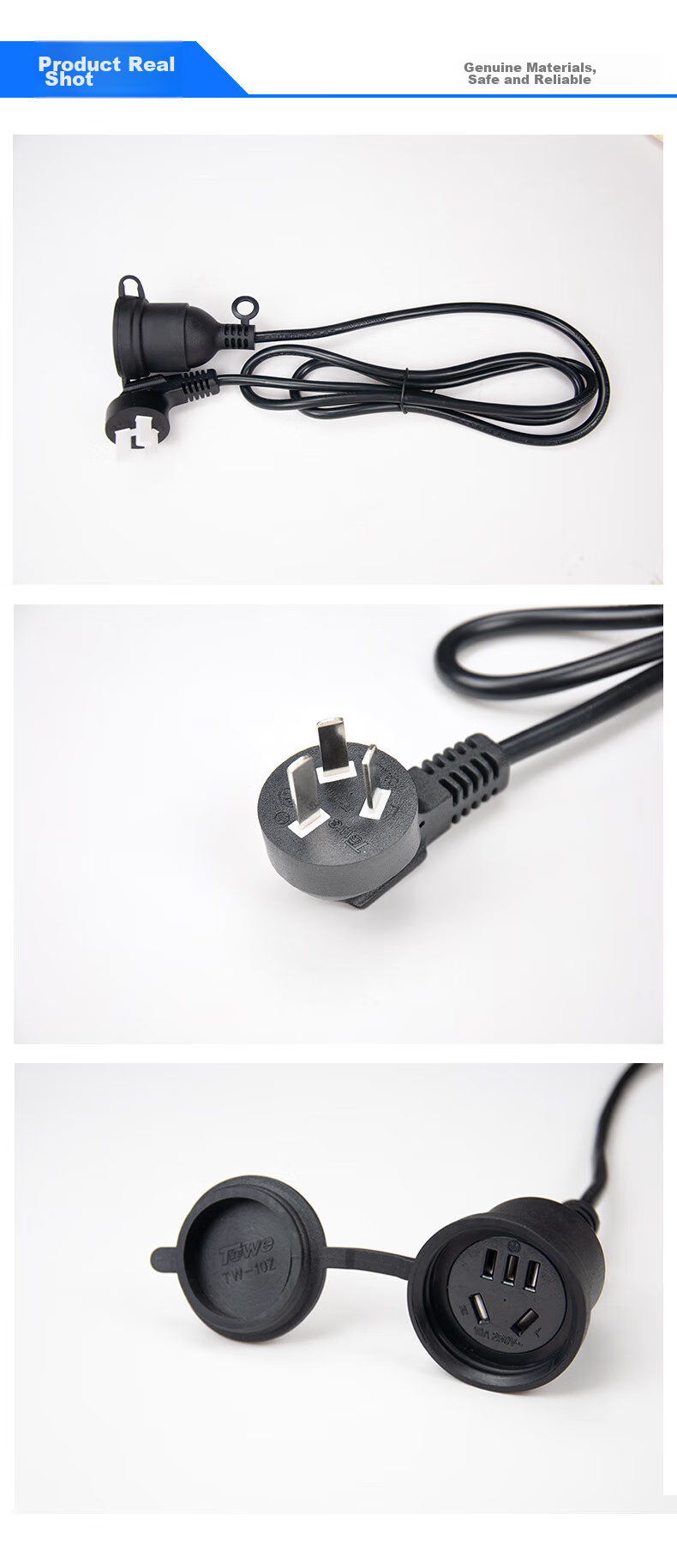 Удлинитель TOWE Three-Prong Five-Hole Power Extension Cord, Socket Extension Cable для электромобилей и стиральных машин, кабель для зарядки, 1 метр, 1.0 кв. мм