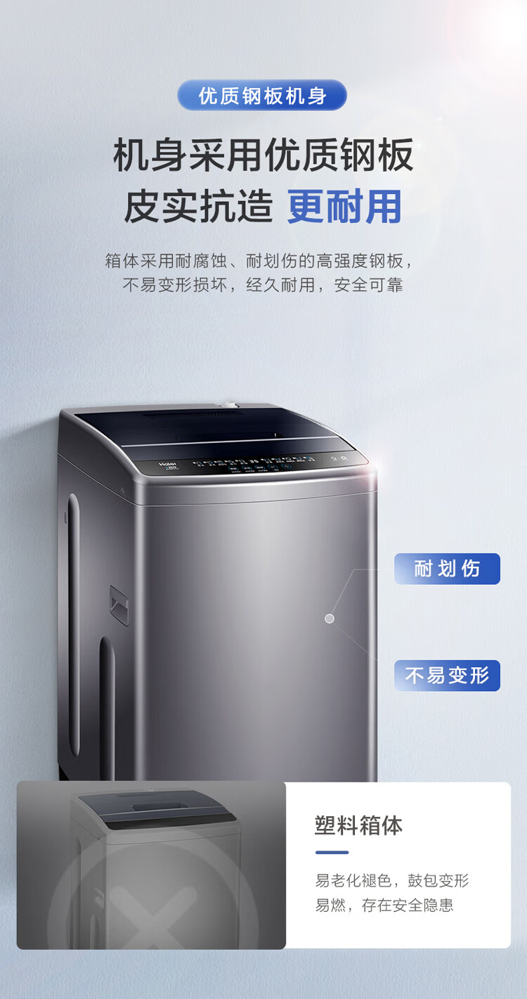 海尔（Haier）波轮洗衣机全自动家电 以旧换新 直驱变频 内衣除螨洗 升级质感机身 原厂品质9公斤EB90B30Mate1