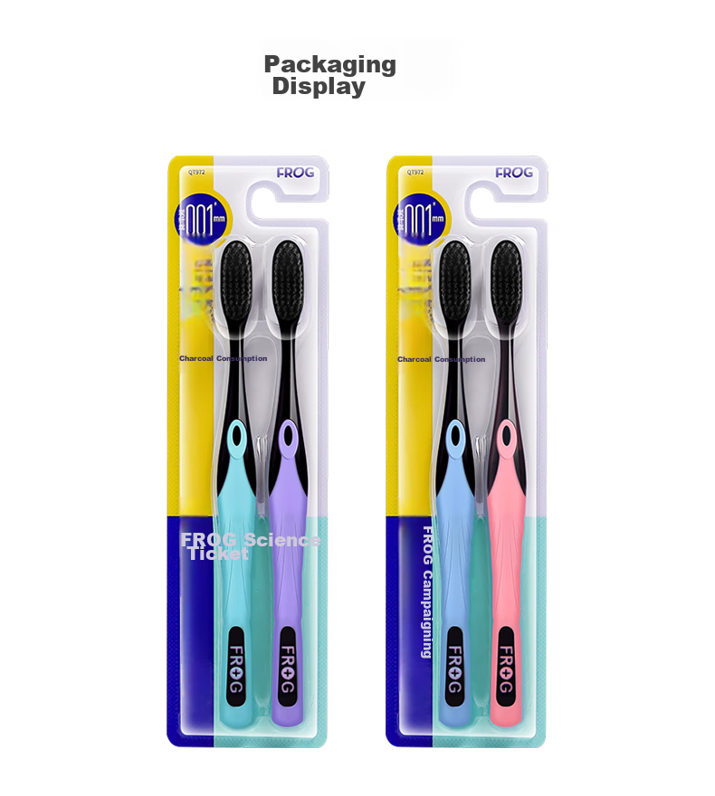 Зубная щетка Qingwa Gentle Charcoal Adult Toothbrush, 8 шт., мягкая щетина, защита десен, семейная упаковка