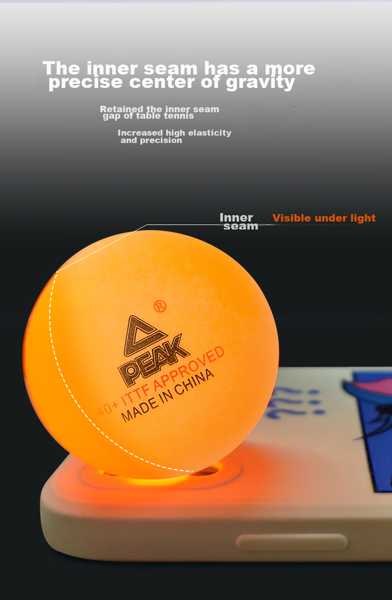 Мячи для настольного тенниса PEAK ABS Competition Training Balls, набор из 50 штук, желтый