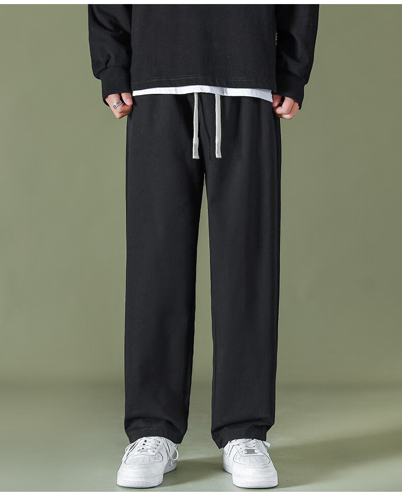 Мужские брюки CLOR Trendy Cargo, летние повседневные легкие брюки из ледяного шелка, свободные прямые брюки CM01-1, черные, размер 2XL
