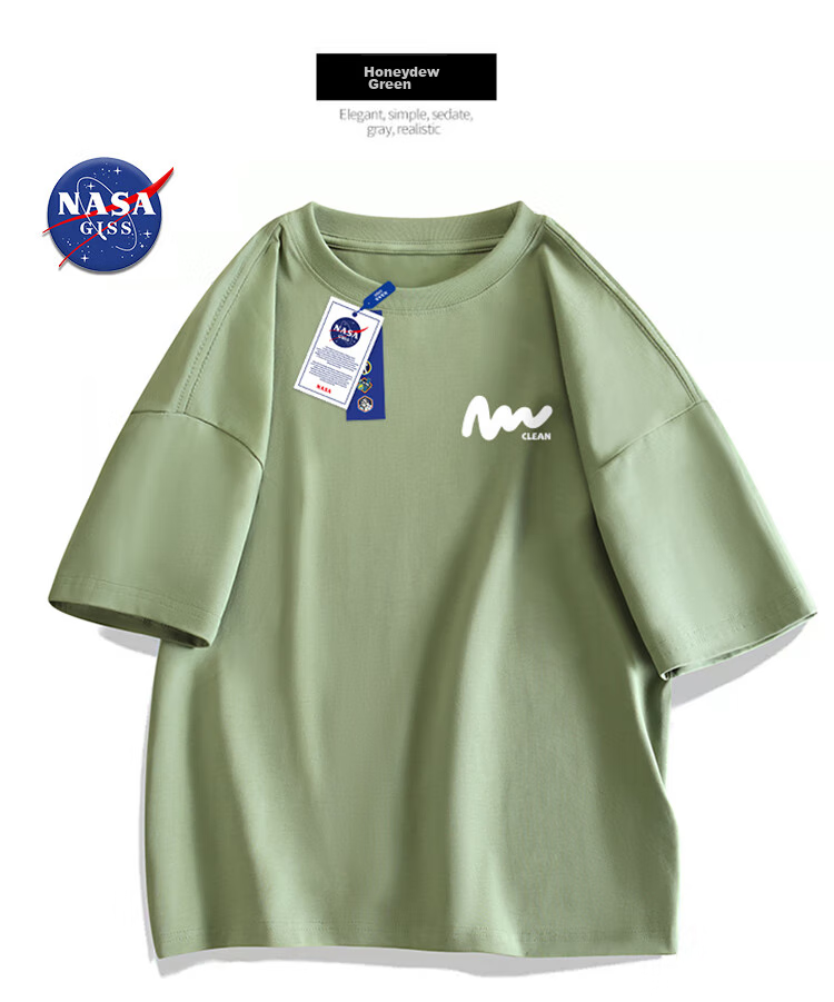 Футболка NASA GISS для мужчин, летняя, свободная, повседневная, с круглым вырезом и коротким рукавом, темно-синяя, L