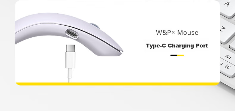 Беспроводная мышь W&P Bluetooth Tri-Mode, портативная, эргономичная, перезаряжаемая, совместимая с Apple Mac, Huawei, Microsoft