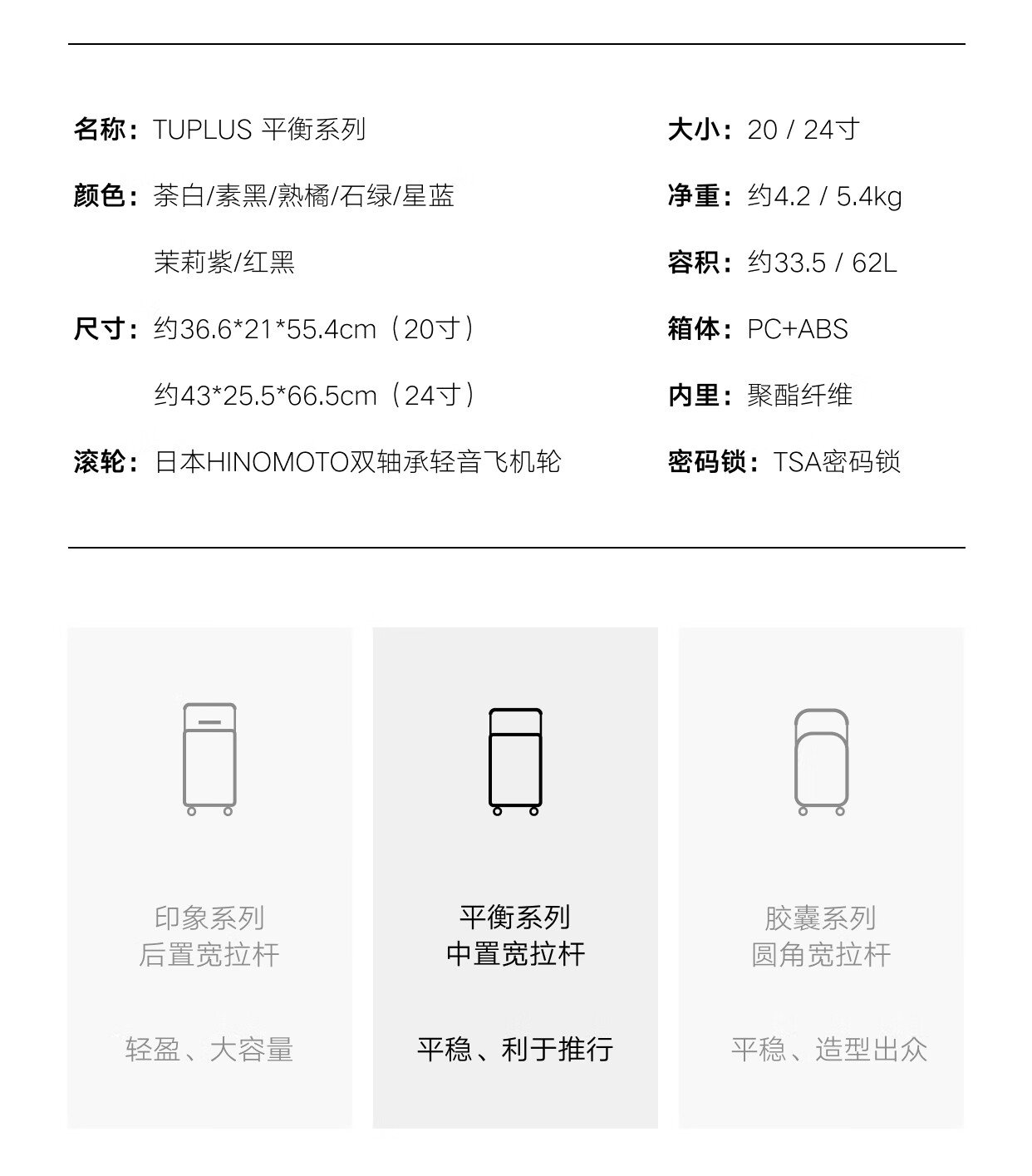 Чемодан T ujia TUPLUS Balance Series, красный и черный, 24 дюйма