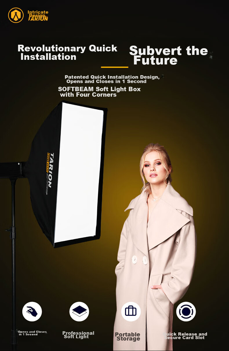 Софтбокс TARION SQ-6090F, 60x90 см, для прямой трансляции, студийной фотосъемки, с сотовой решеткой